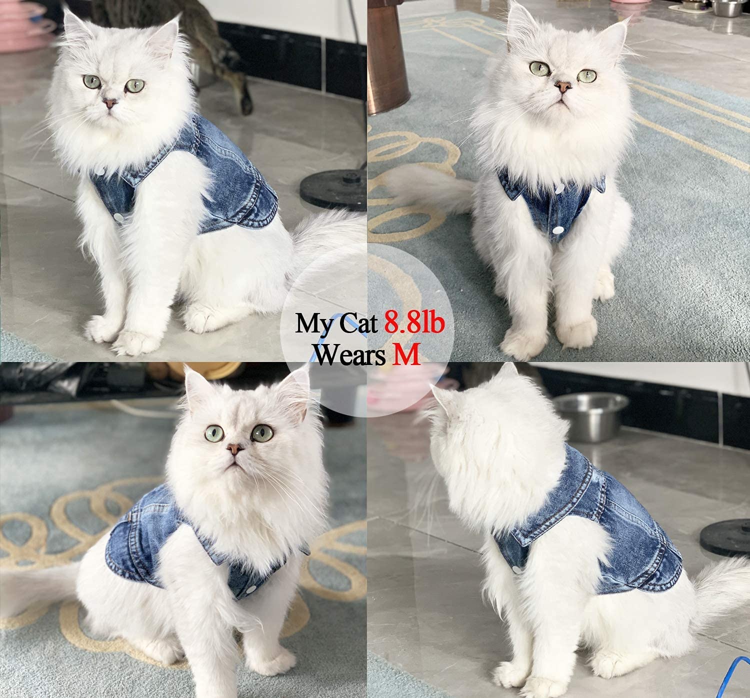 Pet Dog Cat Blue Denim Jeans Jacket Coat Vest