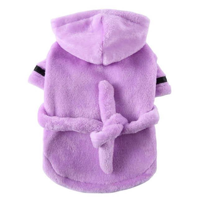 Luxury Soft Pet Dog Puppy Hooded Bathrobe